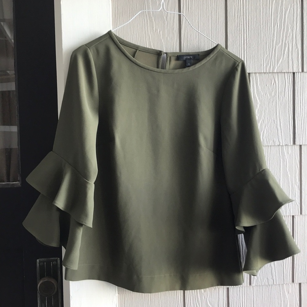 Army green J Crew Blouse